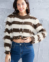 Striped Fringe Round Neck Sweater