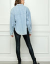 Veveret Button Up Dropped Shoulder Denim Top