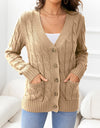 Button Down Cable-Knit Cardigan