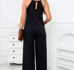 Scoop Neck Wide Leg Jumpsuit with Pockets