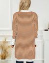 Striped Open Front Longline Cardigan