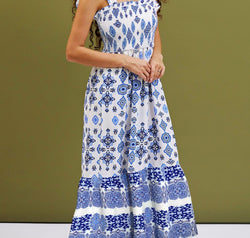 Smocked Printed Square Neck Cami Dress