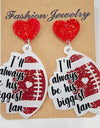 Heart Shape Sports Theme Acrylic Dangle Earrings
