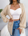 Cable-Knit Open Front Pocketed Cardigan