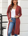 Open Front Slit Cardigan with Pockets