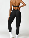 Ruched Halter Neck Bra and Pocketed Leggings Active Set