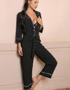 Contrast Belted Lapel Collar Jumpsuit