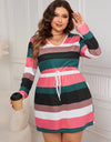 Honey Plus Size Striped V-Neck Long Sleeve Mini Dress