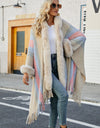 Color Block Fringe Detail Poncho