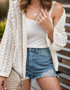 Openwork Open Front Dropped Shoulder Cardigan