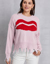 Lip Fringe Round Neck Sweater