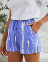 Tie-Dye Drawstring Waist Shorts with Pockets