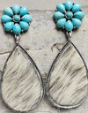 Turquoise Flower Teardrop Earrings