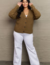 Zenana Kiss Me Tonight Full Size Button Down Cardigan in Olive