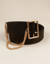 PU Leather Wide Belt with Chain