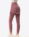 Drawstring Ruched Faux Layered Yoga Leggings