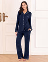 Collared Neck Long Sleeve Loungewear Set with Pockets