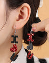 PU Leather Iron Hook Dangle Earrings