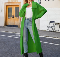 Full Size Collared Open Front Duster Cardigan