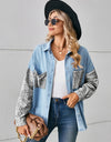 Leopard Button Up Denim Jacket