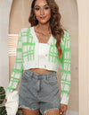 V-Neck Cropped Button-Up Cardigan