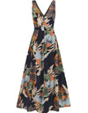 Slit Tied Printed Surplice Dress