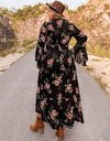 Plus Size Floral Flare Sleeve Dress