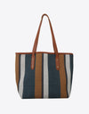 Striped Straw Tote Bag