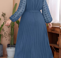 Plus Size Swiss Dot Tie Waist Maxi Dress