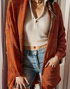 Open Front Pocketed Dropped Shoulder Cardigan