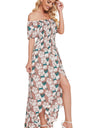 Floral Off-Shoulder Slit Maxi Dress