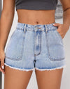 Raw Hem Pocketed Denim Shorts