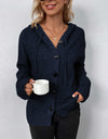 Button-Down Long Sleeve Hooded Sweater