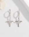 925 Sterling Silver Zircon Cross Earrings