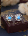 925 Sterling Silver Opal Round Stud Earrings