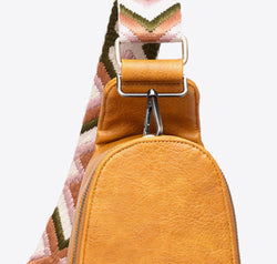 Random Pattern Adjustable Strap PU Leather Sling Bag