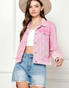 Veveret Button Up Cropped Denim Jacket