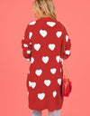 Heart Graphic Open Front Cardigan with Pockets