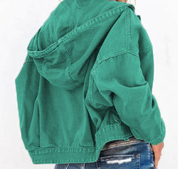 Hooded Dropped Shoulder Denim Jacket