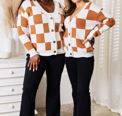 Double Take Button-Up V-Neck Dropped Shoulder Cardigan