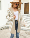 Woven Right Two-Tone Open Front Fuzzy Longline Cardigan