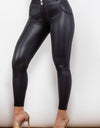 Full Size PU Leather Buttoned Leggings