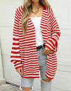 Striped Button Down Long Sleeve Cardigan