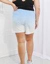 Zenana In The Zone Full Size Dip Dye High Waisted Shorts in Blue