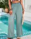 Smocked Wide Leg Pants with Pockets