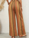 Full Size Drawstring Striped Wide Leg Pants