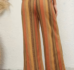 Full Size Drawstring Striped Wide Leg Pants