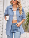 Collared Neck Short Sleeve Denim Jacket