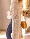 Dropped Shoulder Long Sleeve Crochet Duster Cardigan