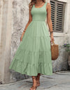 Smocked Scoop Neck Sleeveless Tank Dress